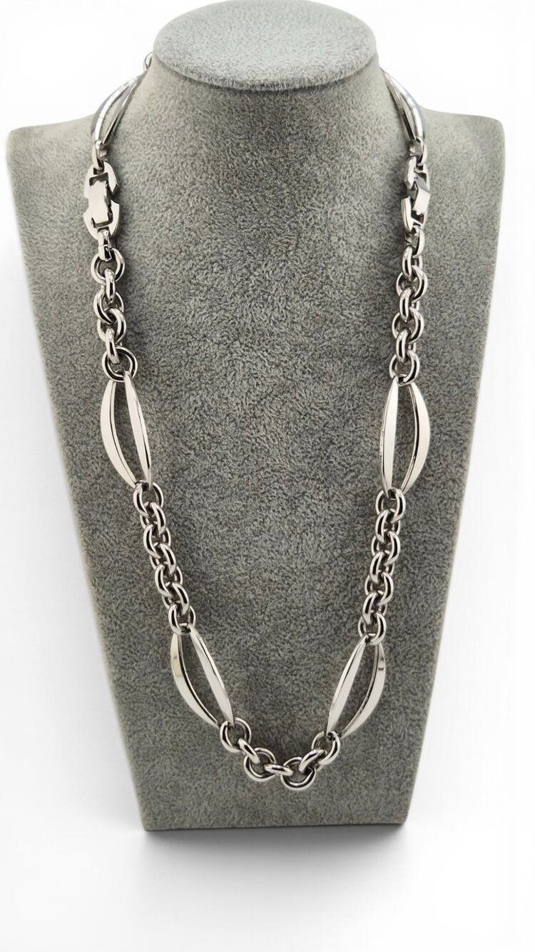 Vintage Sperry Modernist Link Necklace Dual Clasp Statement 23 Inch